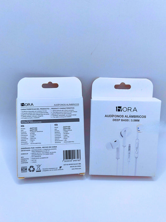 AUT122 - Audífonos Inalambricos Deep Bass 3.5MM Blanco 1Hora