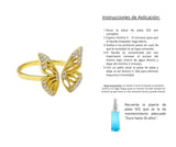 Anillo S925 Ley Mariposa Ajustable Chapa Oro 10k Calenbi