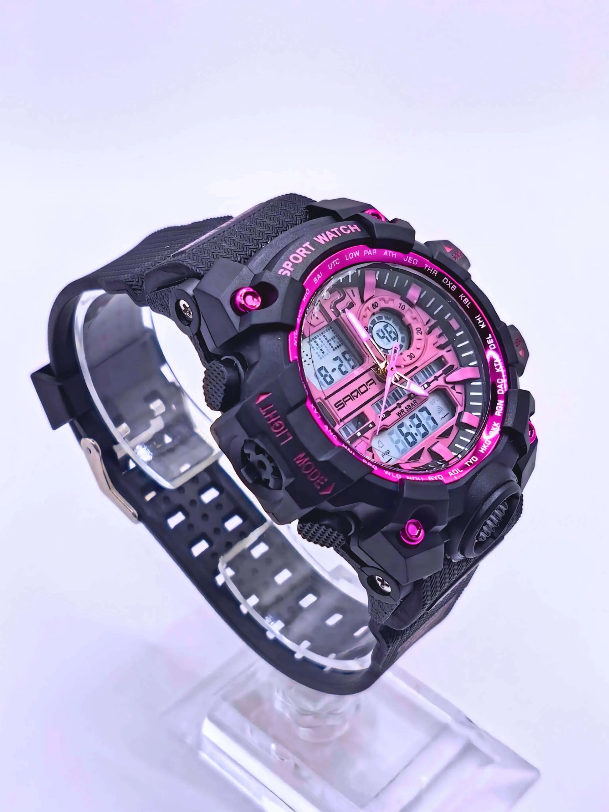 WA0023 - Reloj Digital/Análogo Plástico Negro SANDA Calenbi Joyería