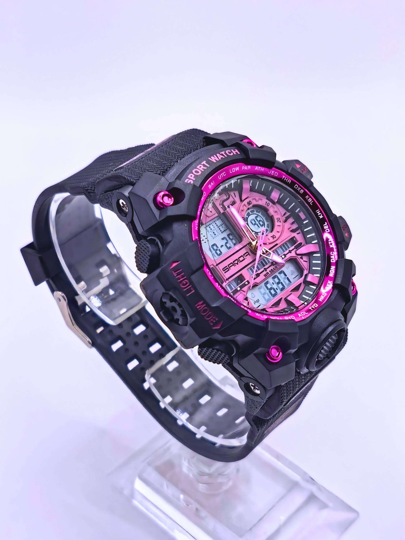 WA0023 - Reloj Digital/Análogo Plástico Negro SANDA Calenbi Joyería