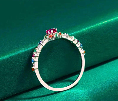 SR0055 - Anillo S925 Ley "Real Púrpura" Circonita Colores Cerrado Calenbi Calenbi Joyería