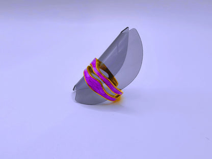 RB0006-10 Anillo Acero Inoxidable Epoxica Chapa Oro 10k Calenbi Calenbi Joyería