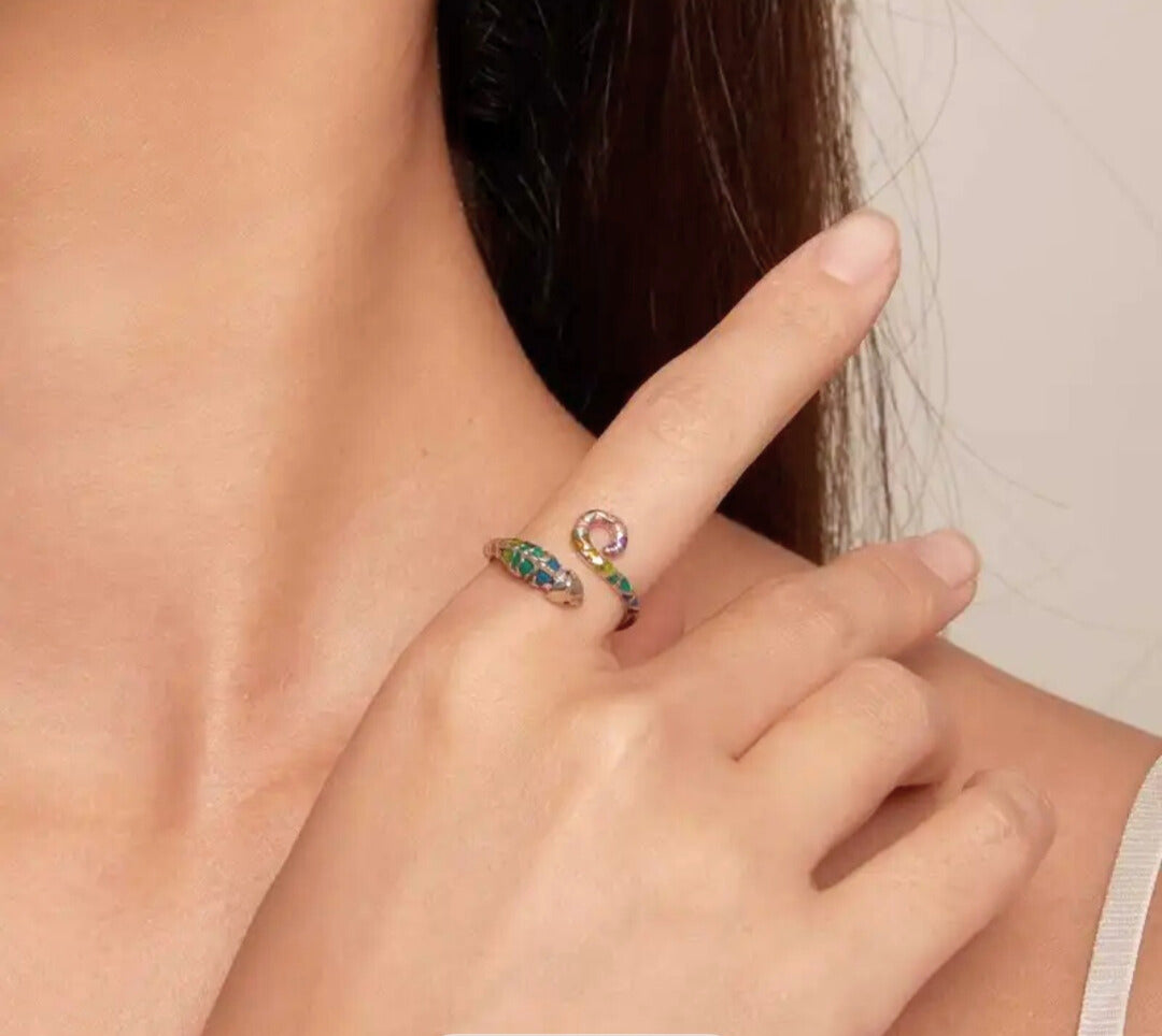 SR0021 - Anillo S925 Ley Recina Epoxica "Camaleón" Ajustable Calenbi
