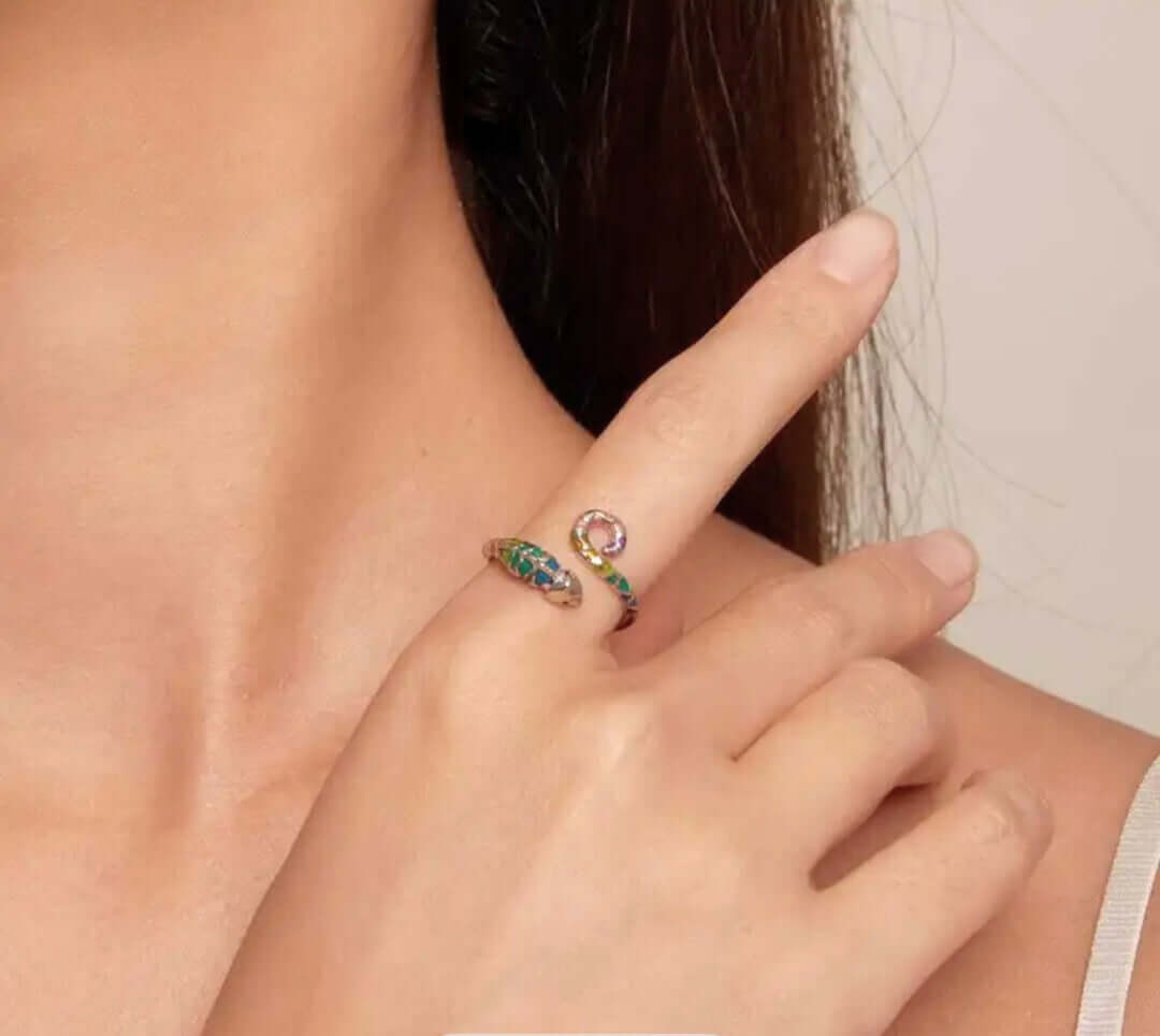 SR0021 - Anillo S925 Ley Recina Epoxica "Camaleón" Ajustable Calenbi Calenbi Joyería