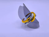 RB0064 - Anillo Acero Inoxidable Doble Chapa Oro 10k Calenbi Calenbi Joyería