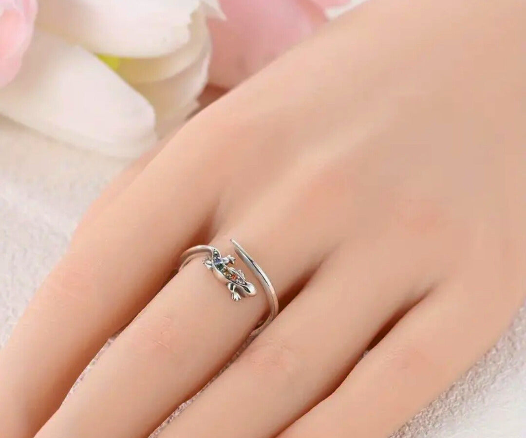 SR0006 - Anillo S925 Ley Circonita Colores Ajustable Salamandra Calenbi
