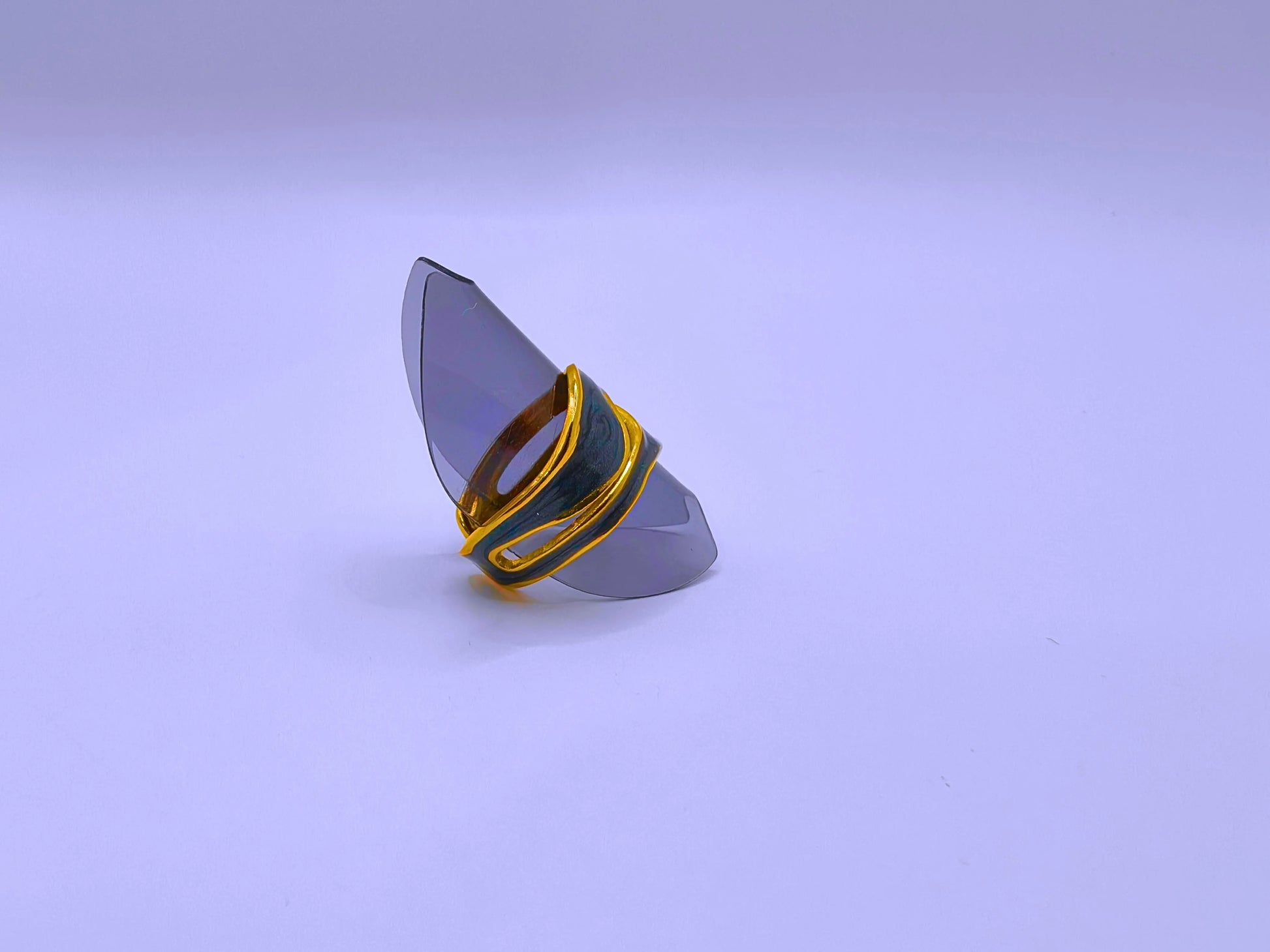 RB0006-10 Anillo Acero Inoxidable Epoxica Chapa Oro 10k Calenbi Calenbi Joyería