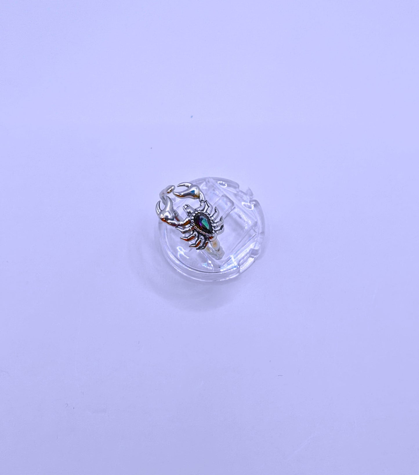 SR0044 - Anillo S925 Ley "Alacrán" Circonita Morada Ajustable Calenbi