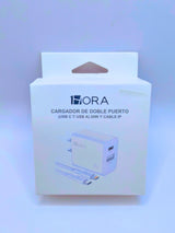 GAR163 - Cargador De Doble Puerto (USB "C" y USB "A") 20W y Cable IP Calenbi Joyería