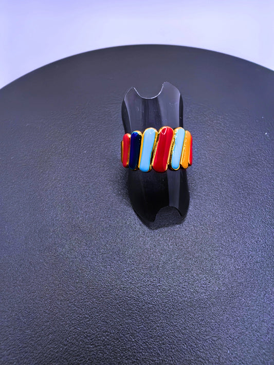 RB0019 - Anillo Acero Inoxidable Epoxica Chapa Oro 14k Calenbi Calenbi Joyería