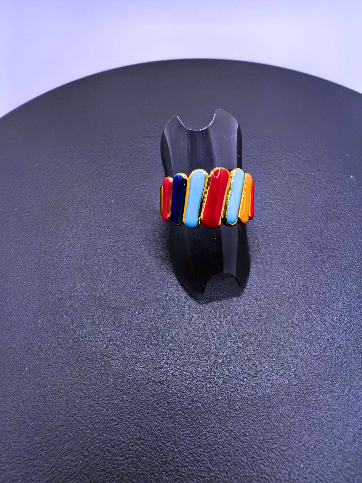 RB0019 - Anillo Acero Inoxidable Epoxica Chapa Oro 14k Calenbi Calenbi Joyería