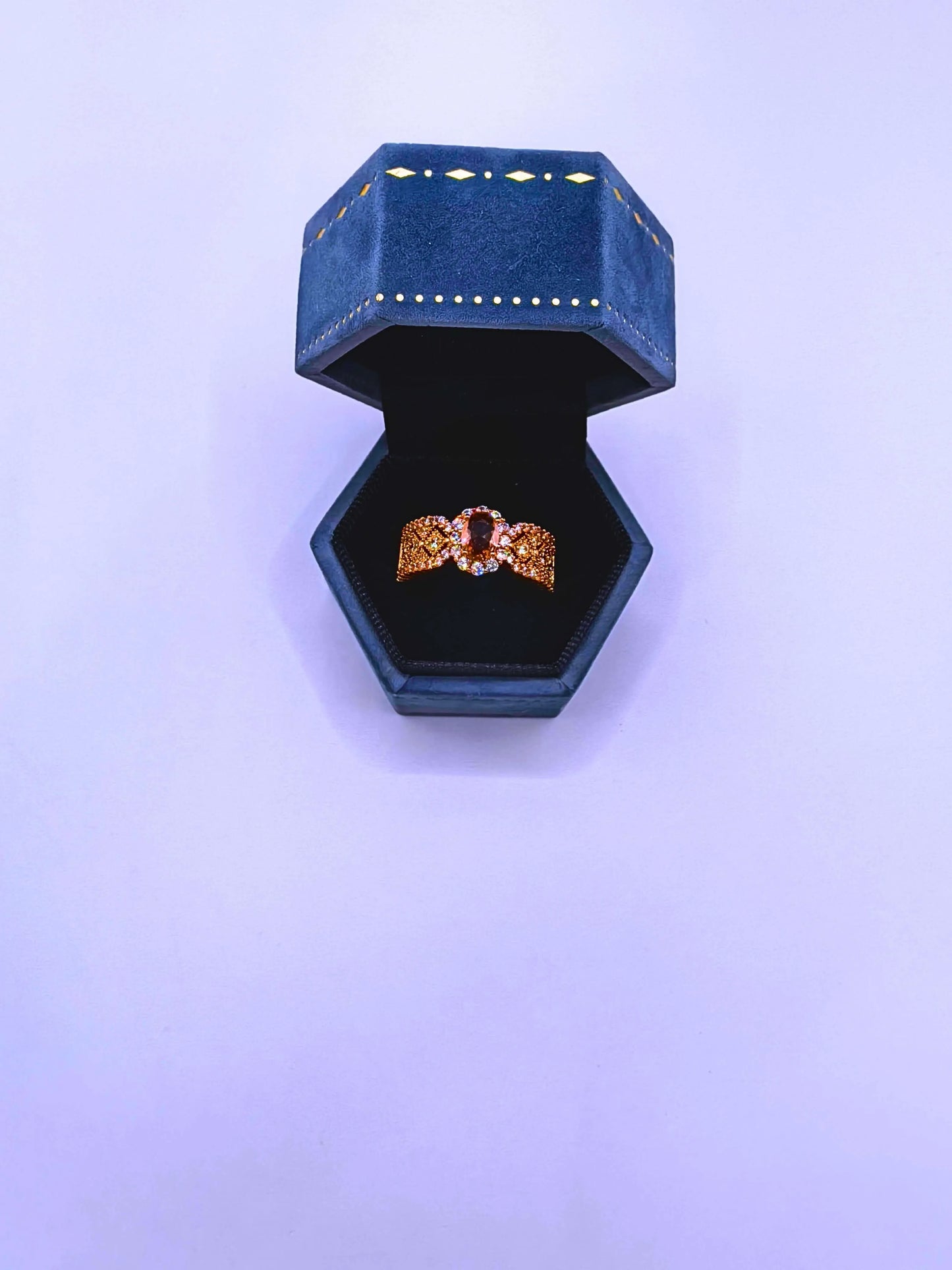 RB0061 - Anillo Acero Inoxidable Circonita Chapa Oro Rosa 14K Calenbi Calenbi Joyería