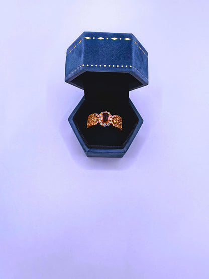 RB0061 - Anillo Acero Inoxidable Circonita Chapa Oro Rosa 14K Calenbi Calenbi Joyería