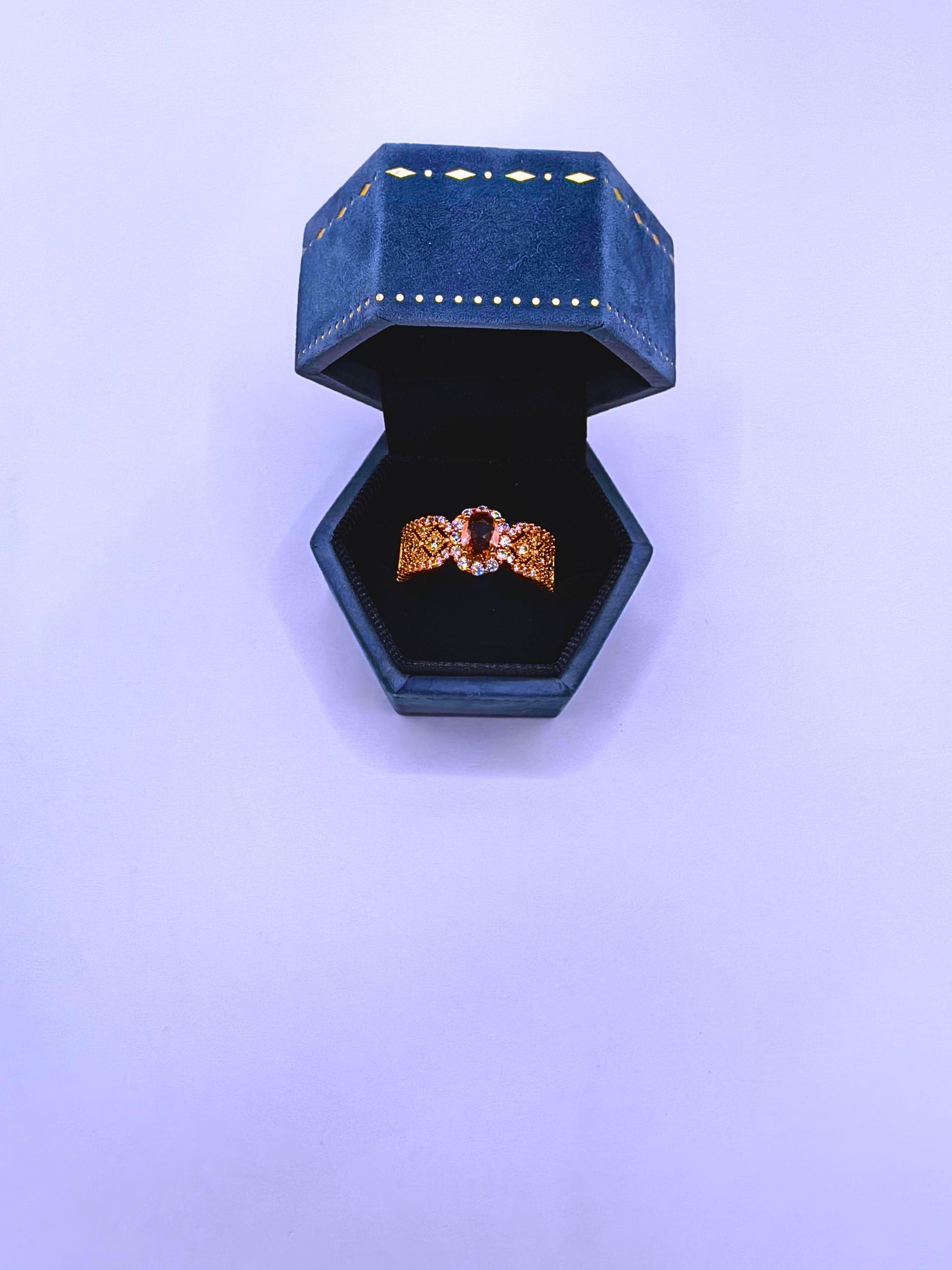 RB0061 - Anillo Acero Inoxidable Circonita Chapa Oro Rosa 14K Calenbi Calenbi Joyería