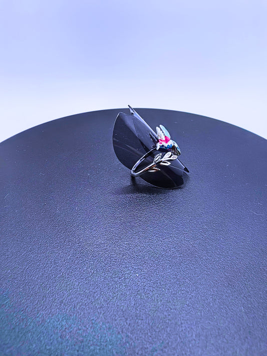 SR0018 - Anillo S925 Ley Colibrí Recina Epoxica Ajustable Calenbi