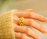 Anillo Plata De Ley 925 Flor Chapa Oro 10k Calenbi