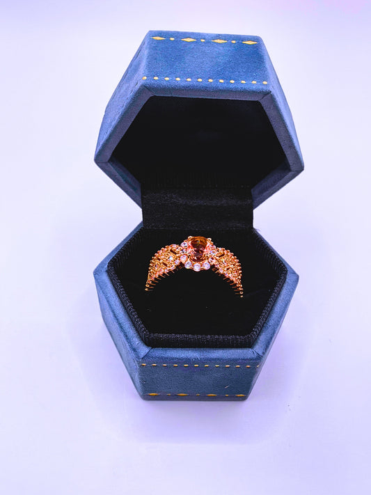 RB0061 - Anillo Acero Inoxidable Circonita Chapa Oro Rosa 14K Calenbi Calenbi Joyería