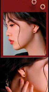 SNE0002 - Collar y Aretes S925 Ley "Rubí" Chapa Oro Rosa 14K Calenbi Calenbi Joyería