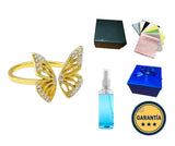 Anillo S925 Ley Mariposa Ajustable Chapa Oro 10k Calenbi