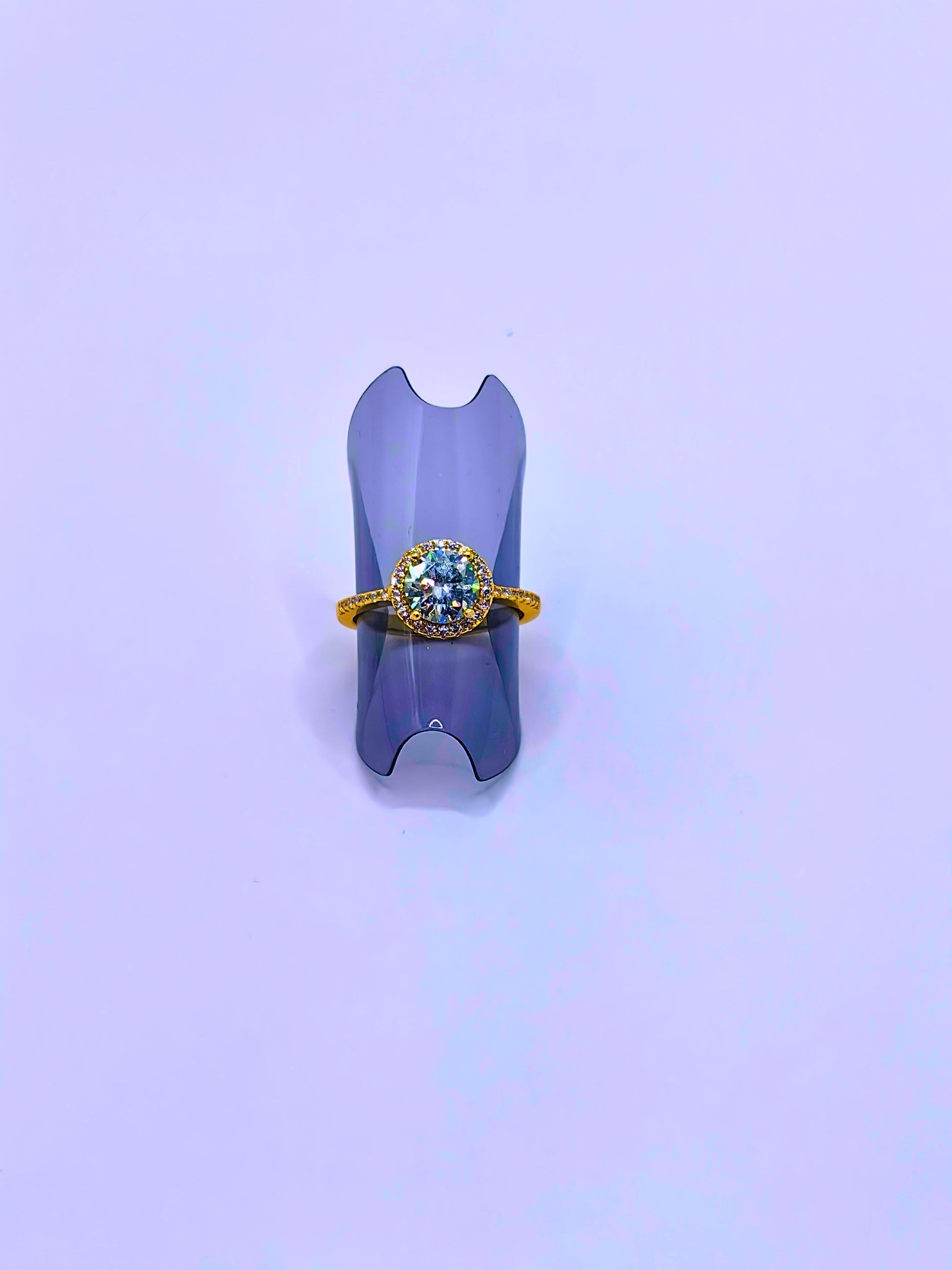SR0065 - Anillo S925 Esterlina "Compromiso" MOISSANITA Chapa Oro 14k Calenbi Calenbi Joyería
