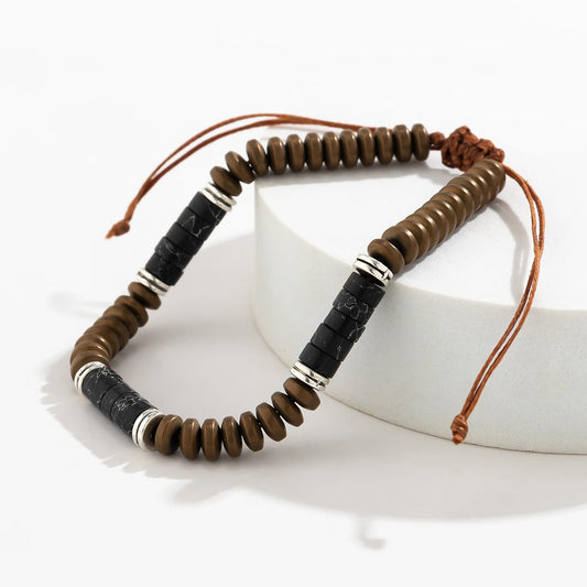 BB0010 - Pulsera Cera De Vela Hilo Ajustable Bronce Unisex Calenbi