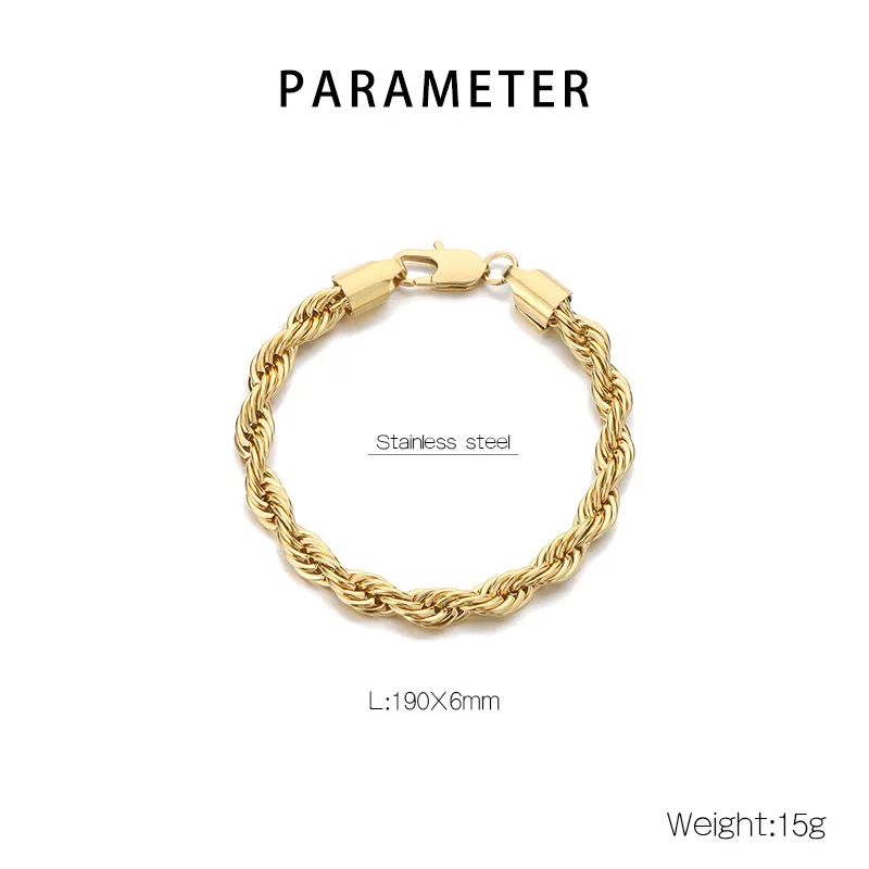 BB0031 - Brazalete Acero Inoxidable Broche Chapa Oro Dorado 10k Unisex Calenbi