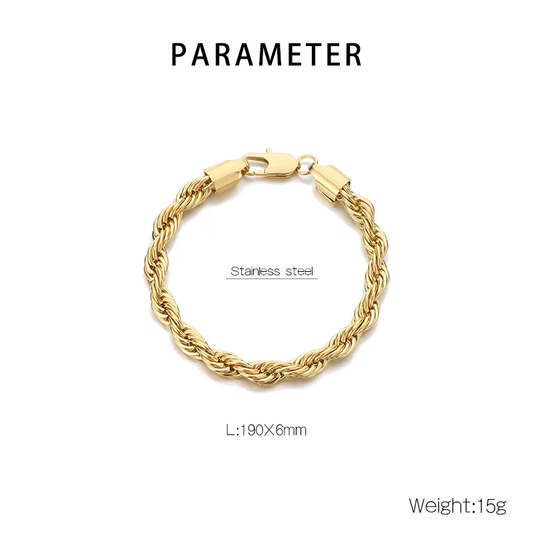 BB0031 - Brazalete Acero Inoxidable Broche Chapa Oro Dorado 10k Unisex Calenbi