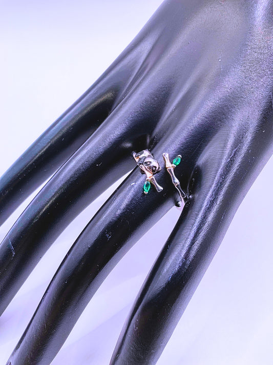 SR0052 - Anillo S925 Ley Pandita Circonita Cubica Verde Ajustable Calenbi