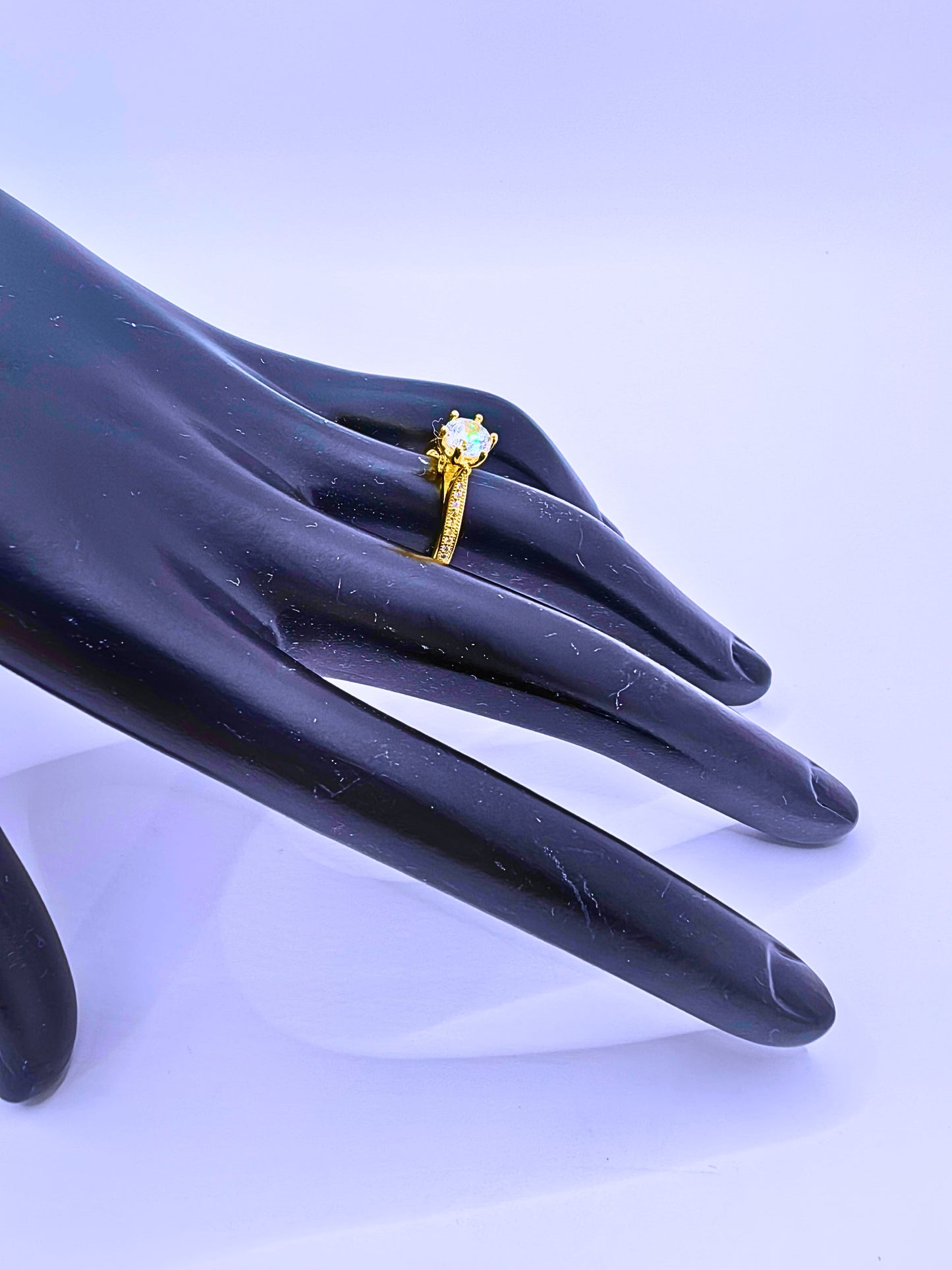 SR0050 - Anillo S925 Ley "Compromiso 2" Circonita Cubica Blanca Chapa Oro 14k Calenbi