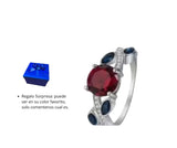 Anillo S925 Ley Flor Roja y Azul Cerrado