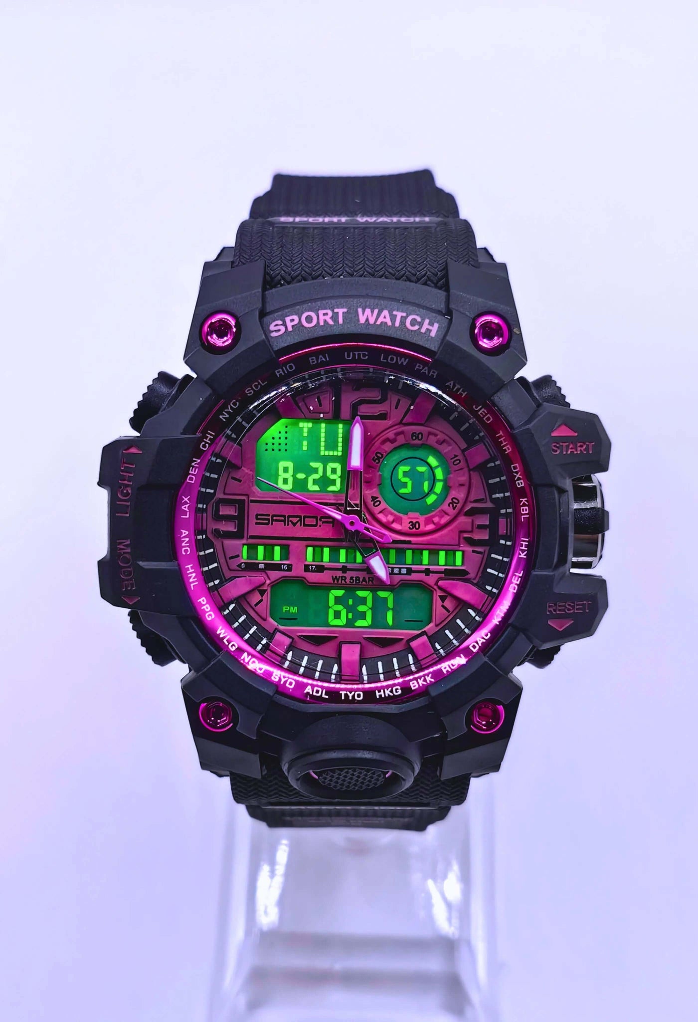 WA0023 - Reloj Digital/Análogo Plástico Negro SANDA Calenbi Joyería