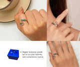 Anillo S925 Ley "Camaleón" Resina Epoxica Ajustable Calenbi