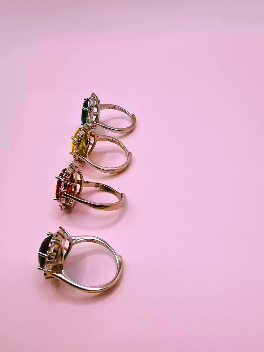 SR0024 - Anillo S925 Ley "Sello Real" Circonita Cubica Ajustable Calenbi Calenbi Joyería