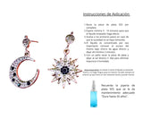 Pendientes S925 Ley Estrella Y Luna Circonita Cubica Azul Y