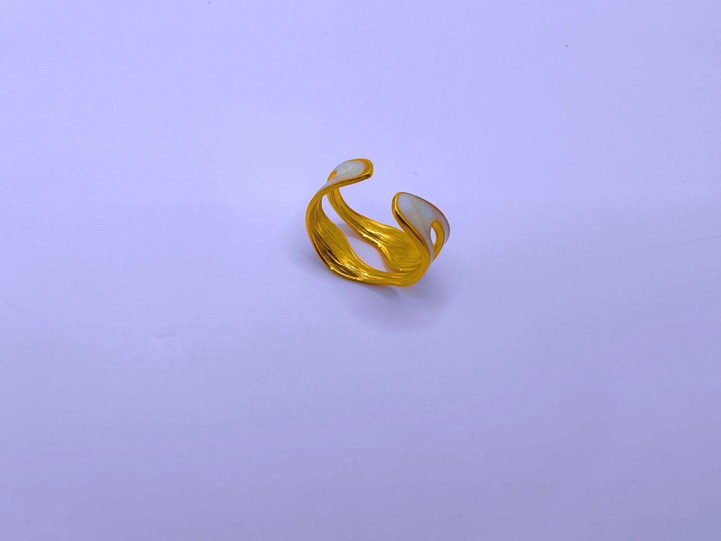 RB0006-10 Anillo Acero Inoxidable Epoxica Chapa Oro 10k Calenbi Calenbi Joyería