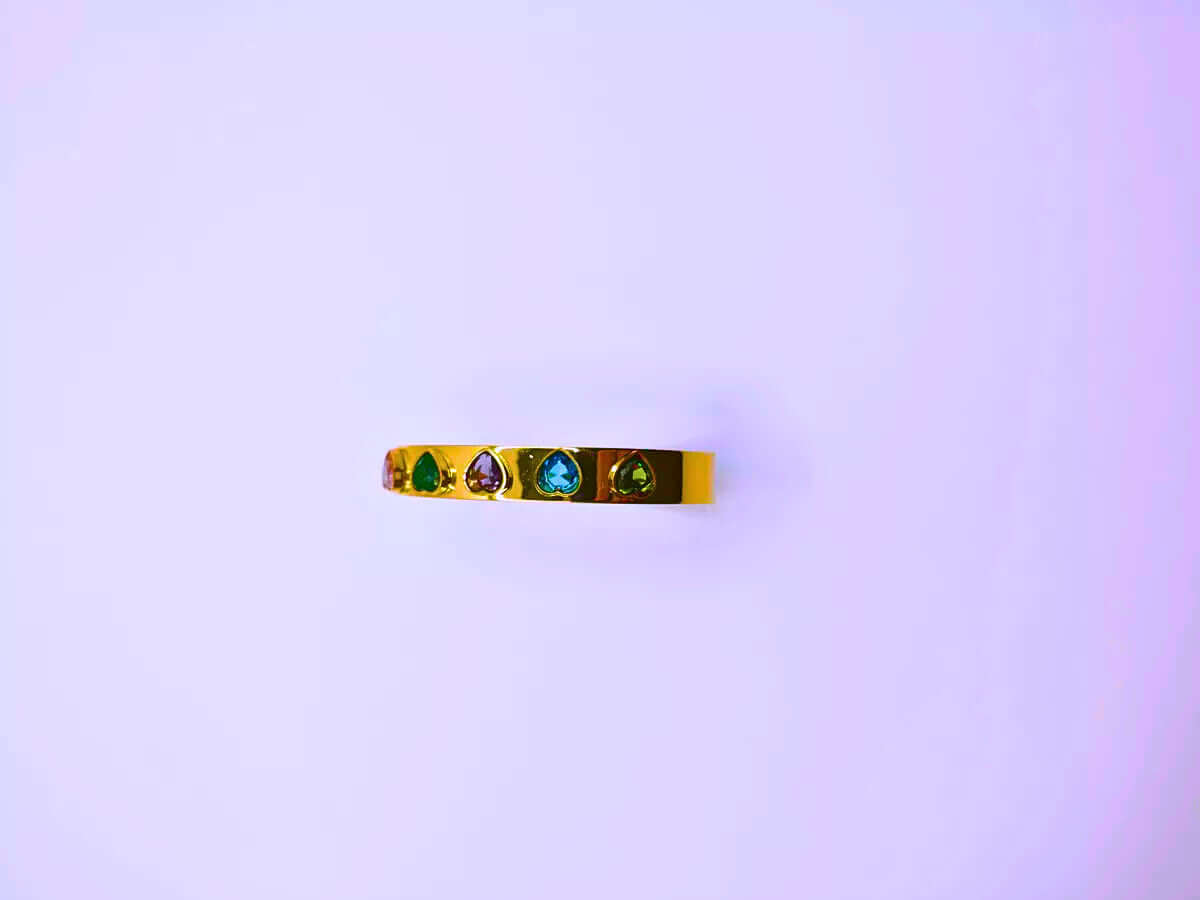 BB029 - Pulsera Acero Inoxidable Circonita Cubica Corazónes Chapa Oro 12k Calenbi Calenbi Joyería