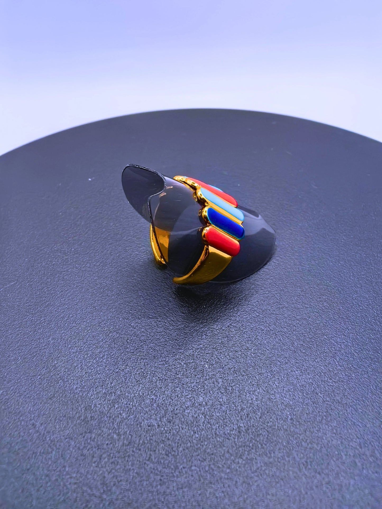 RB0019 - Anillo Acero Inoxidable Epoxica Chapa Oro 14k Calenbi Calenbi Joyería