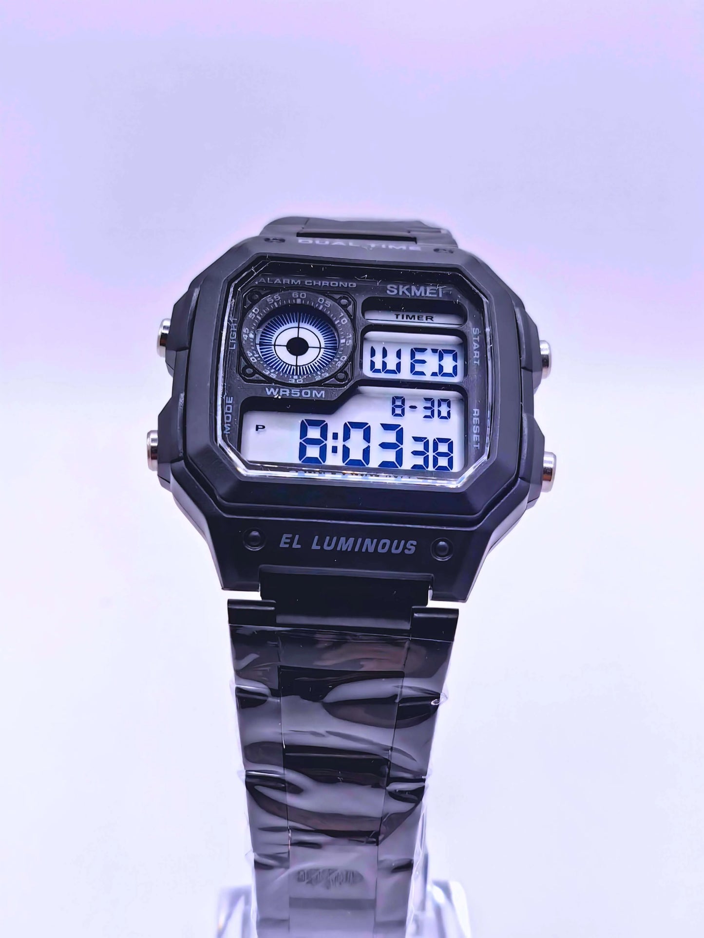 WA0008 - Reloj Digital Acero inoxidable Negro SKMEI Calenbi Joyería