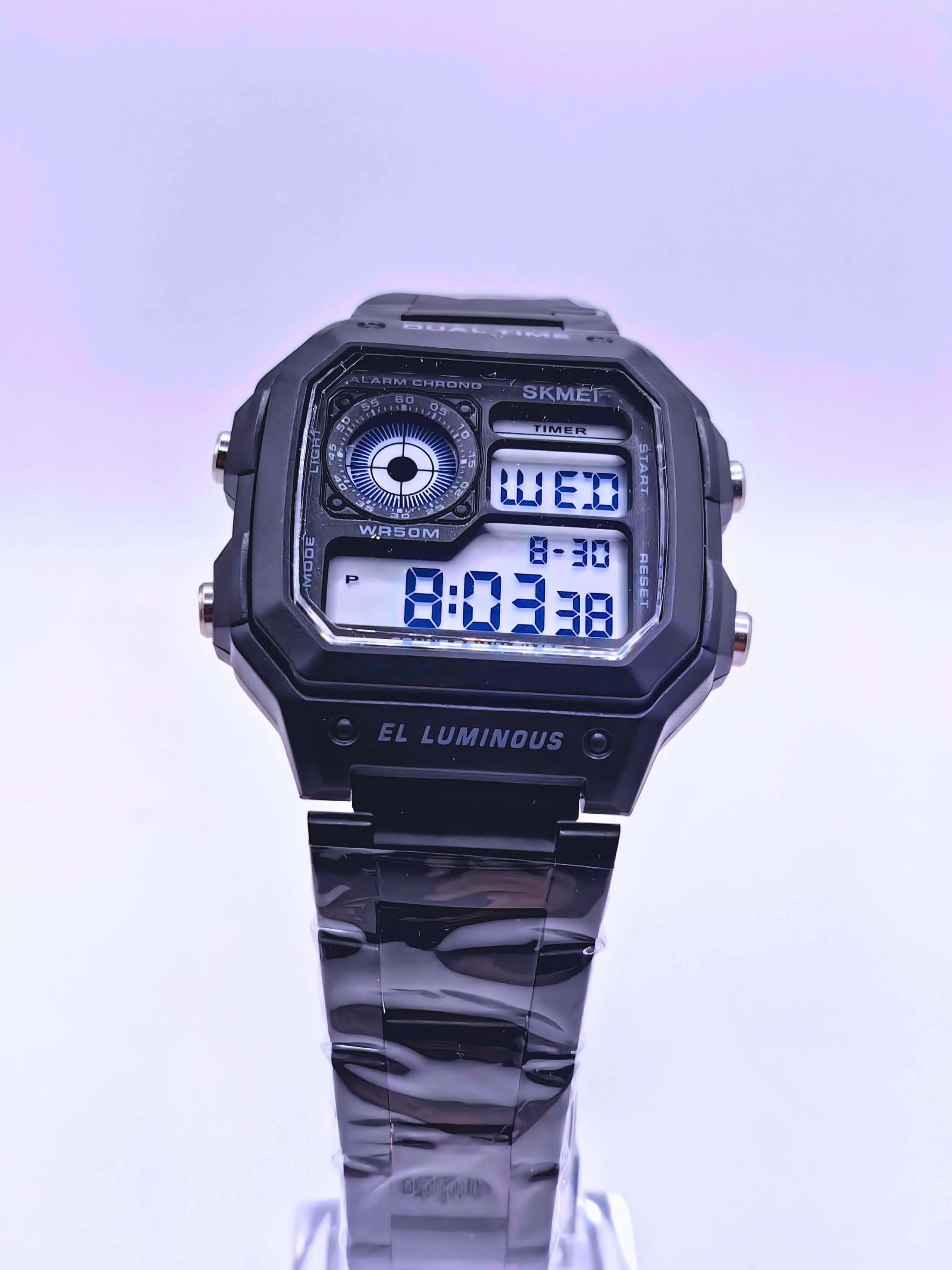 WA0008 - Reloj Digital Acero inoxidable Negro SKMEI Calenbi Joyería
