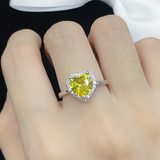 Anillo Cobre Corazón Amarillo Plateado Ajustable