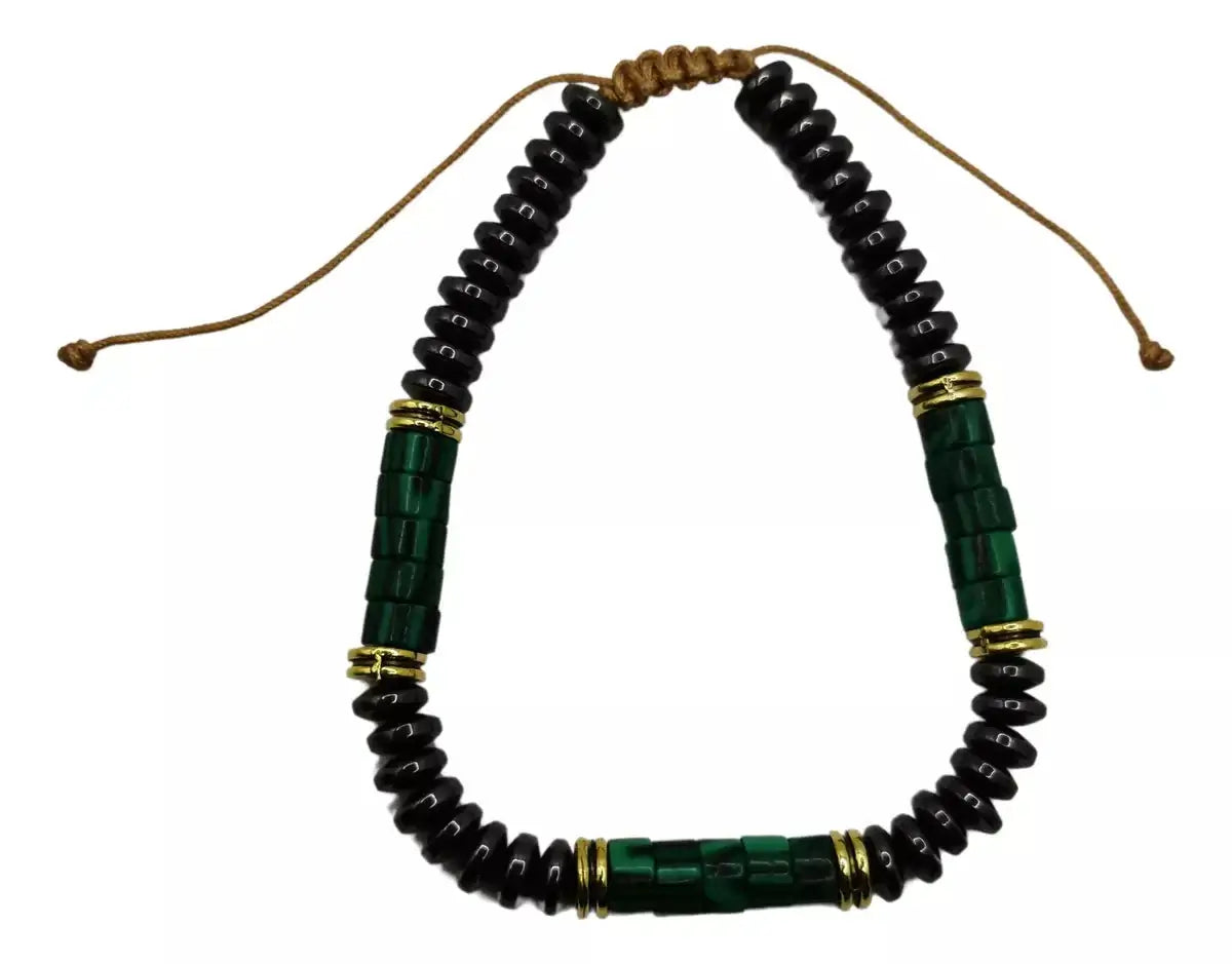 BB0012 - Pulsera Cobre Cuentas Verde Jade Ajustable Calenbi Calenbi Joyería