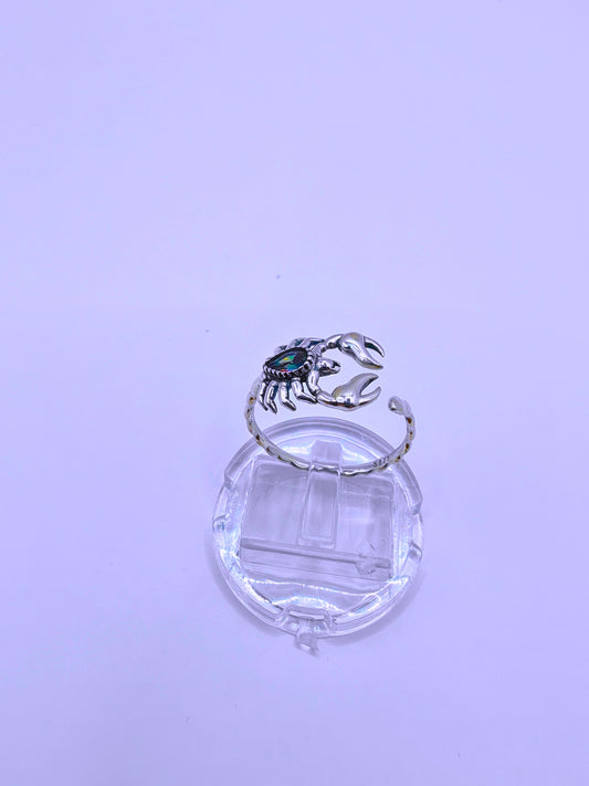 SR0044 - Anillo S925 Ley "Alacrán" Circonita Morada Ajustable Calenbi