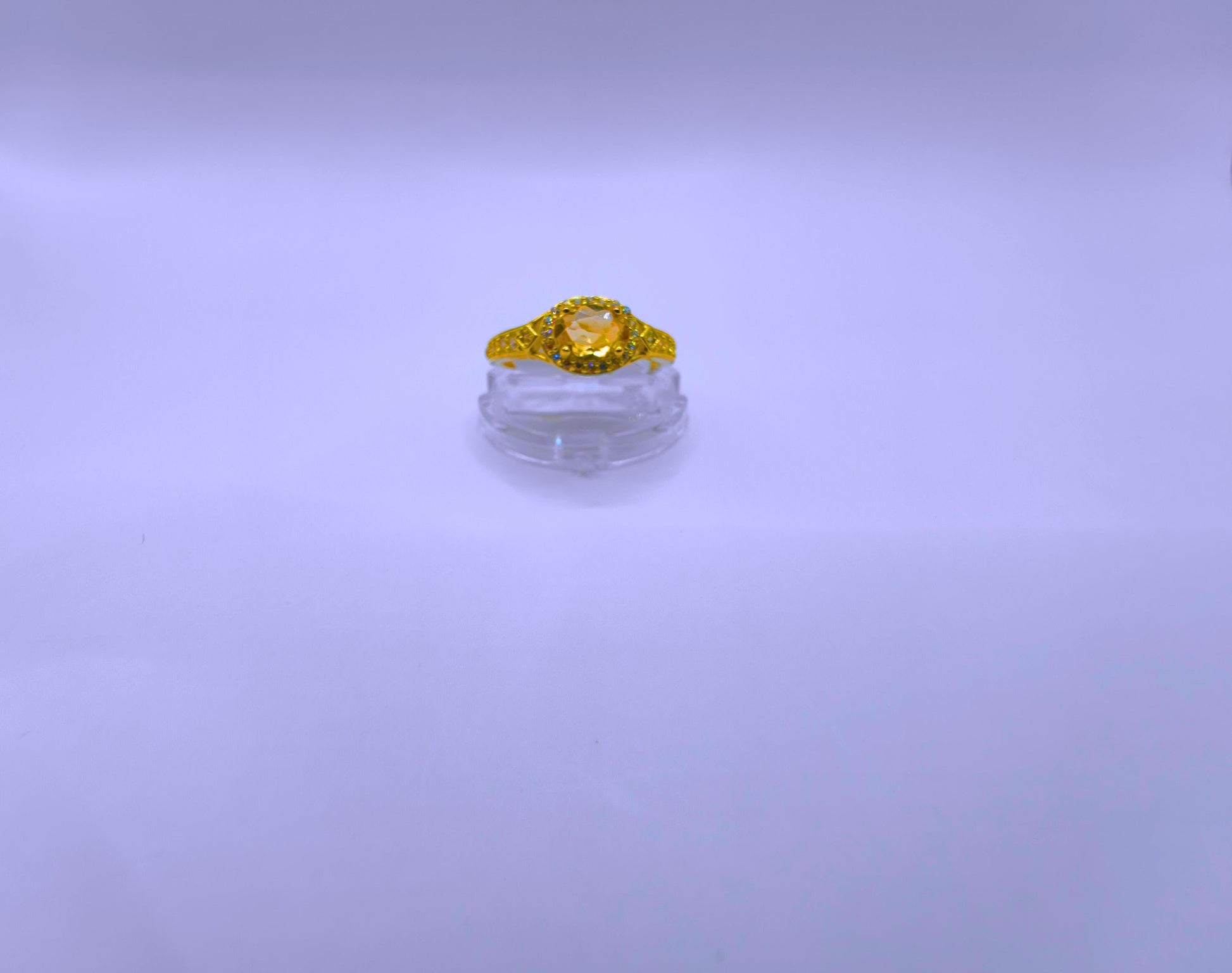 SR0017 - Anillo S925 Esterlina "Compromiso 2" Circonita Amarilla Chapa Oro 14k Cerrado Calenbi Calenbi Joyería