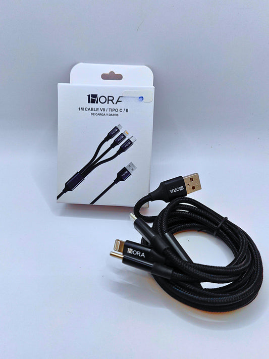 CAB259 - 1M Cable V8/ Tipo C/IP De Carga y Datos 1Hora