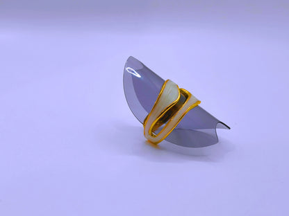 RB0006-10 Anillo Acero Inoxidable Epoxica Chapa Oro 10k Calenbi Calenbi Joyería