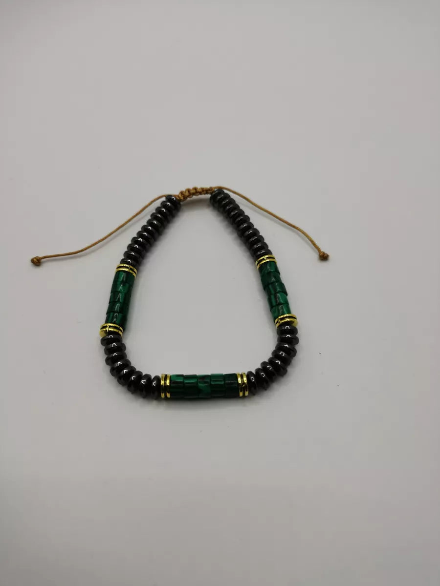 BB0012 - Pulsera Cobre Cuentas Verde Jade Ajustable Calenbi Calenbi Joyería