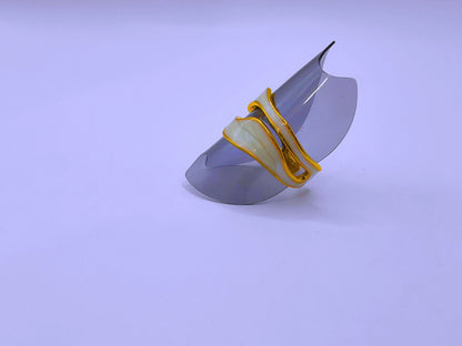 RB0006-10 Anillo Acero Inoxidable Epoxica Chapa Oro 10k Calenbi Calenbi Joyería