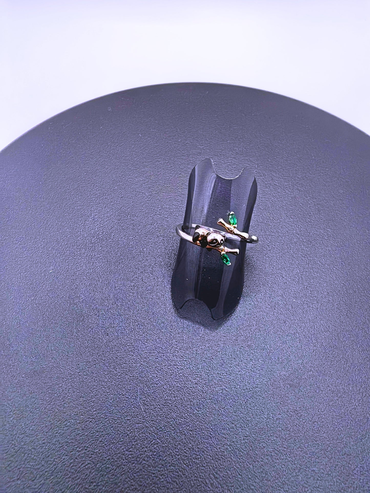 SR0052 - Anillo S925 Ley Pandita Circonita Cubica Verde Ajustable Calenbi
