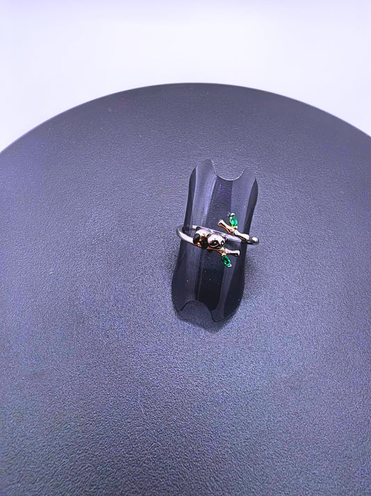 SR0052 - Anillo S925 Ley Pandita Circonita Cubica Verde Ajustable Calenbi
