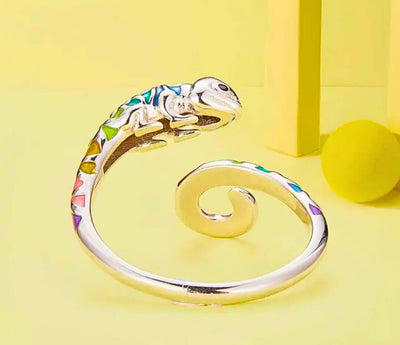 SR0021 - Anillo S925 Ley Recina Epoxica "Camaleón" Ajustable Calenbi Calenbi Joyería